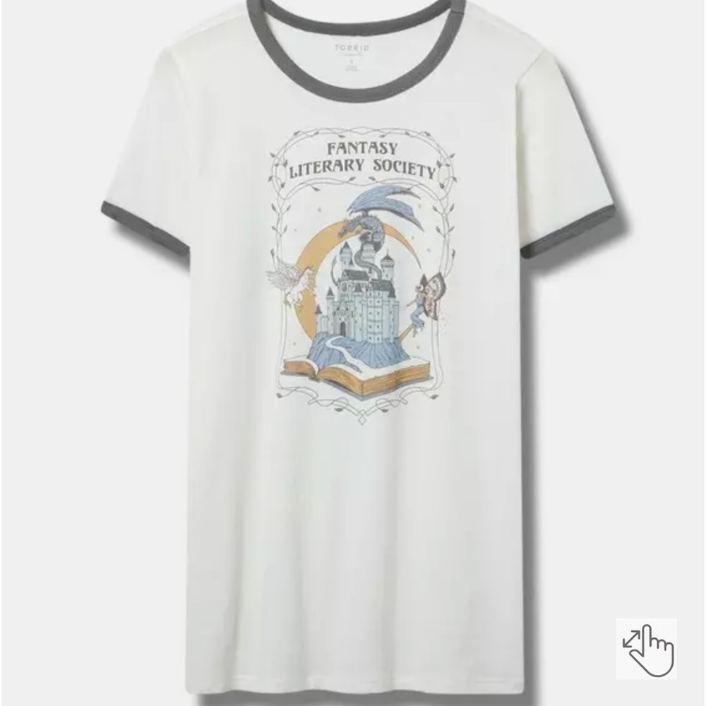 Torrid Fantasy Book Classic Ringer Tee size 3